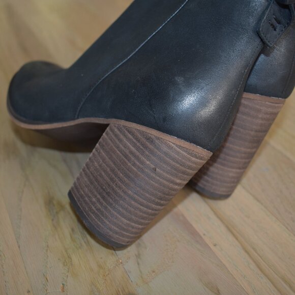 BP LANCE-LEA Leather Chunky Heel Ankle Boots Size 7M - Picture 4 of 6